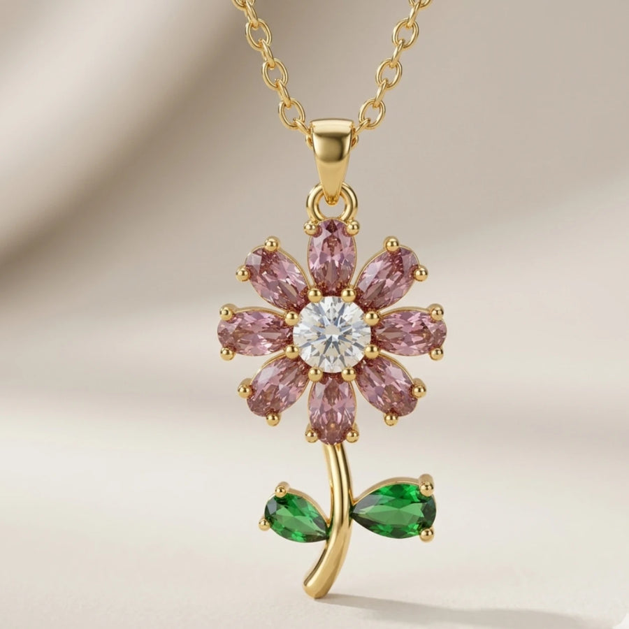 18K Gold Plated Spring Floral Bloom Pendant Necklace for Women | Dainty Gift for Her | Tasta