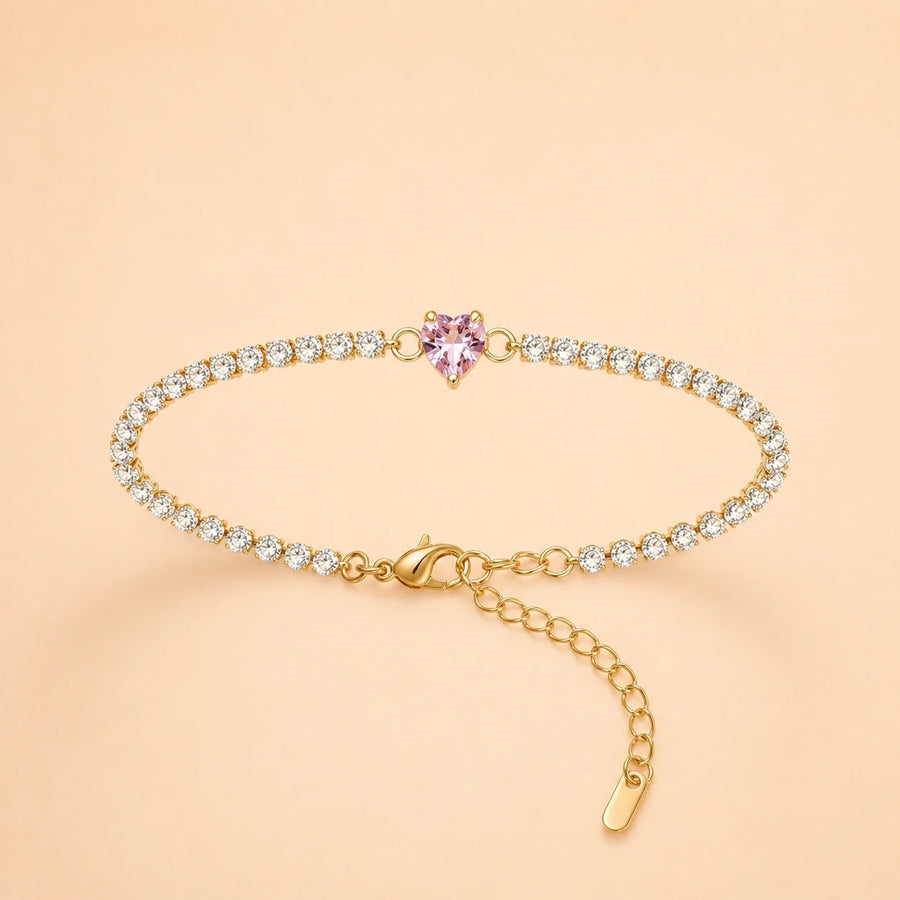 18K Gold Plated Crystal Gemstone Love Bracelet for Women | Birthday Gift for Her | Tasta