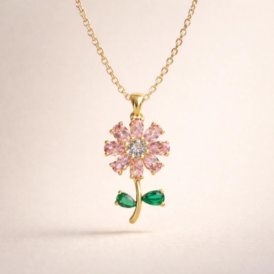 18K Gold Plated Spring Floral Bloom Pendant Necklace for Women | Dainty Gift for Her | Tasta