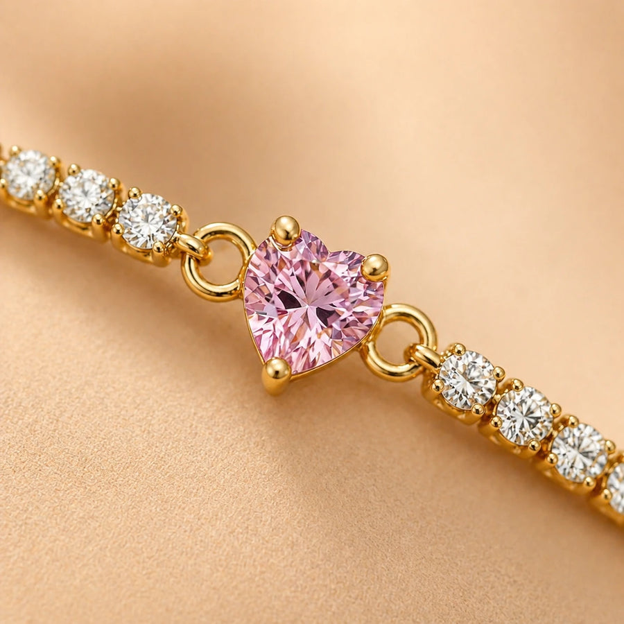 18K Gold Plated Crystal Gemstone Love Bracelet for Women | Birthday Gift for Her | Tasta