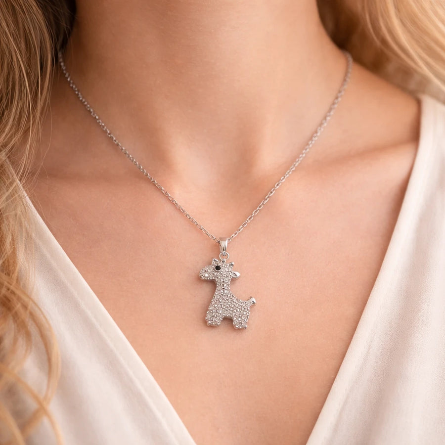 Silver Rhodium Plated Sparkling Crystal Charm Pendant Necklace for Women | Gift for Her | Tasta